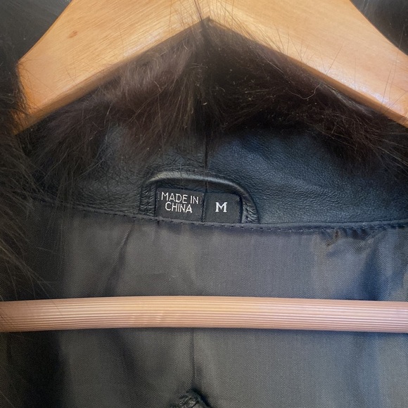 Direct Action Black Genuine Leather Trench with Fur Collar Size M - Picture 11 of 11